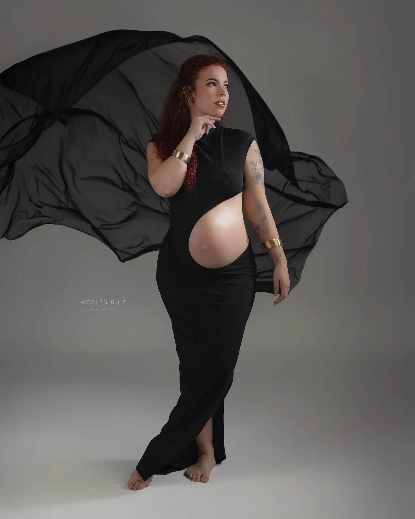 Vestido premamá encaje para sesión de fotos – cintura ajustable - imagen 4