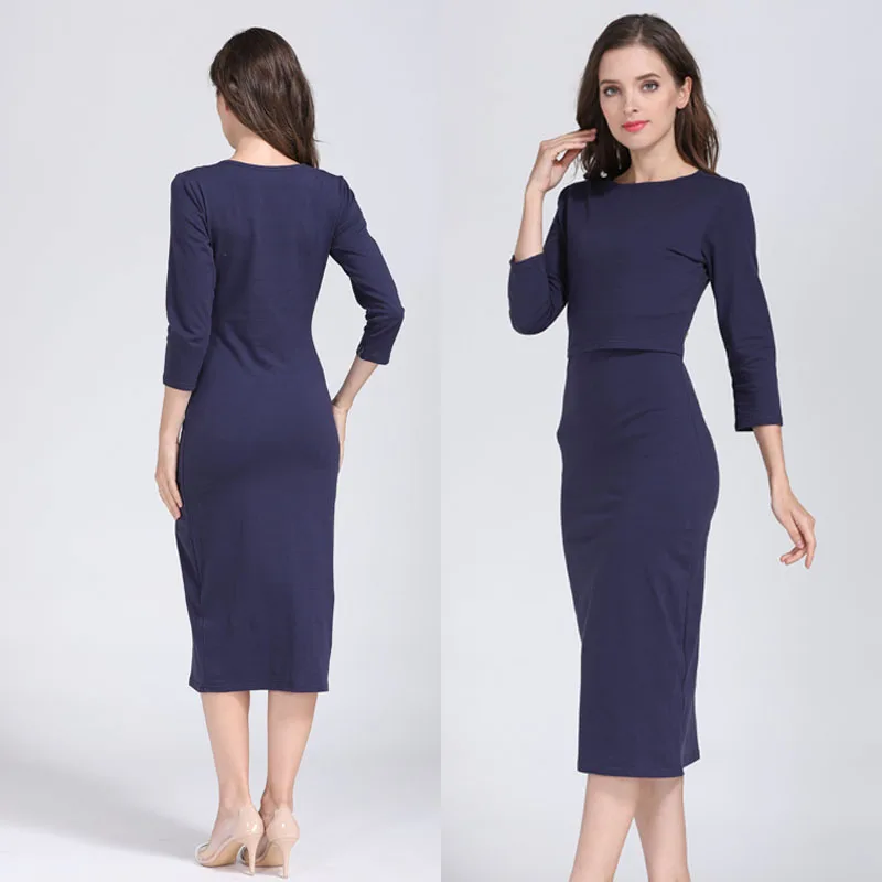 Vestido de embarazo a rayas para amamantar - imagen 3