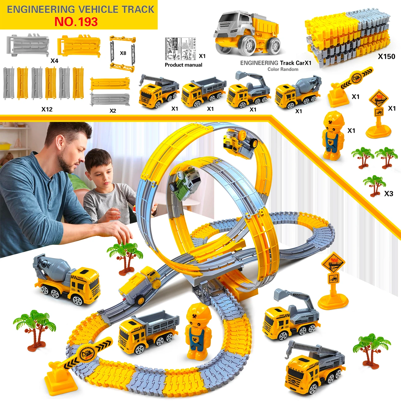 Niños jugando con pista eléctrica de tren