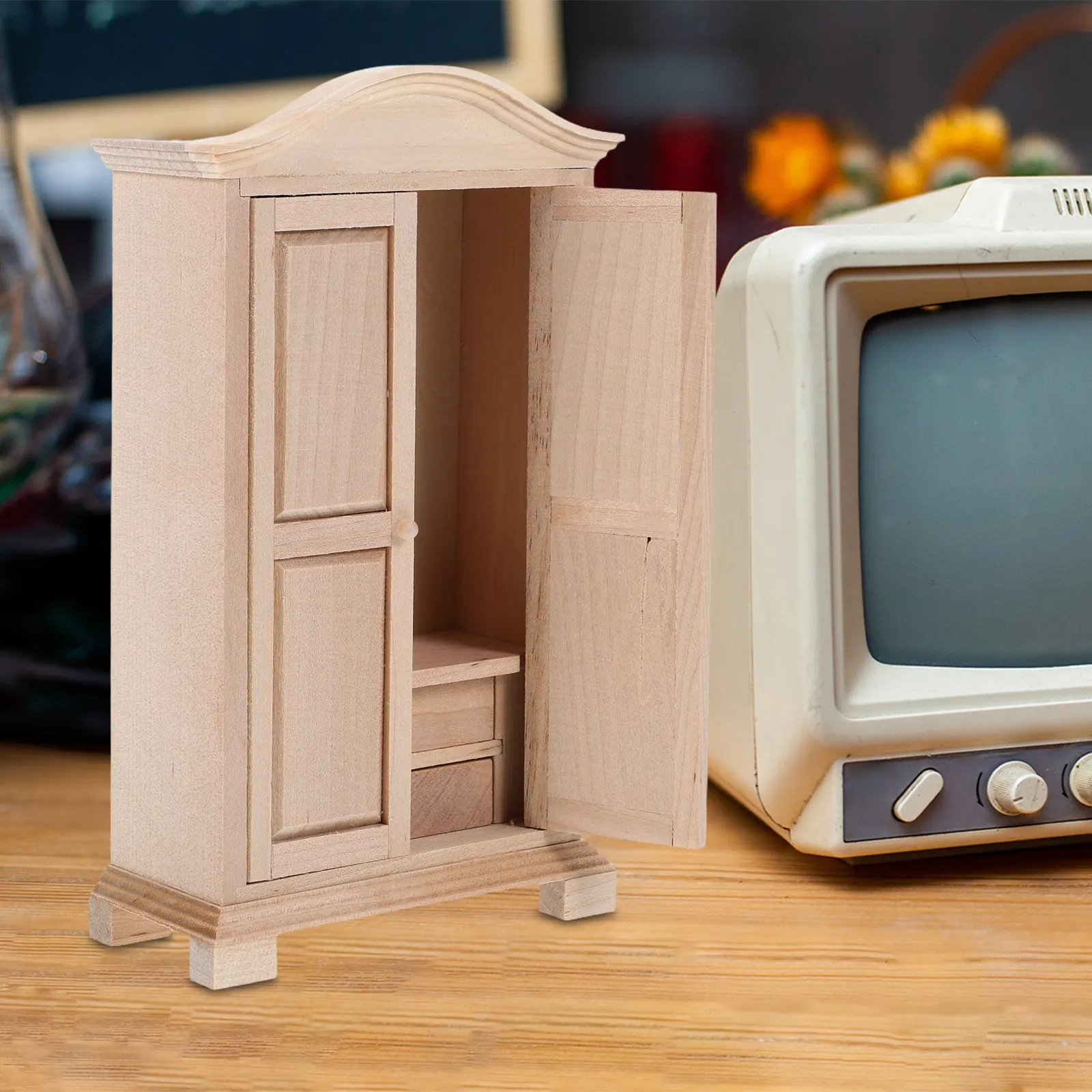 Armario de madera para casas de muñecas con almacenaje decorativo - imagen 3