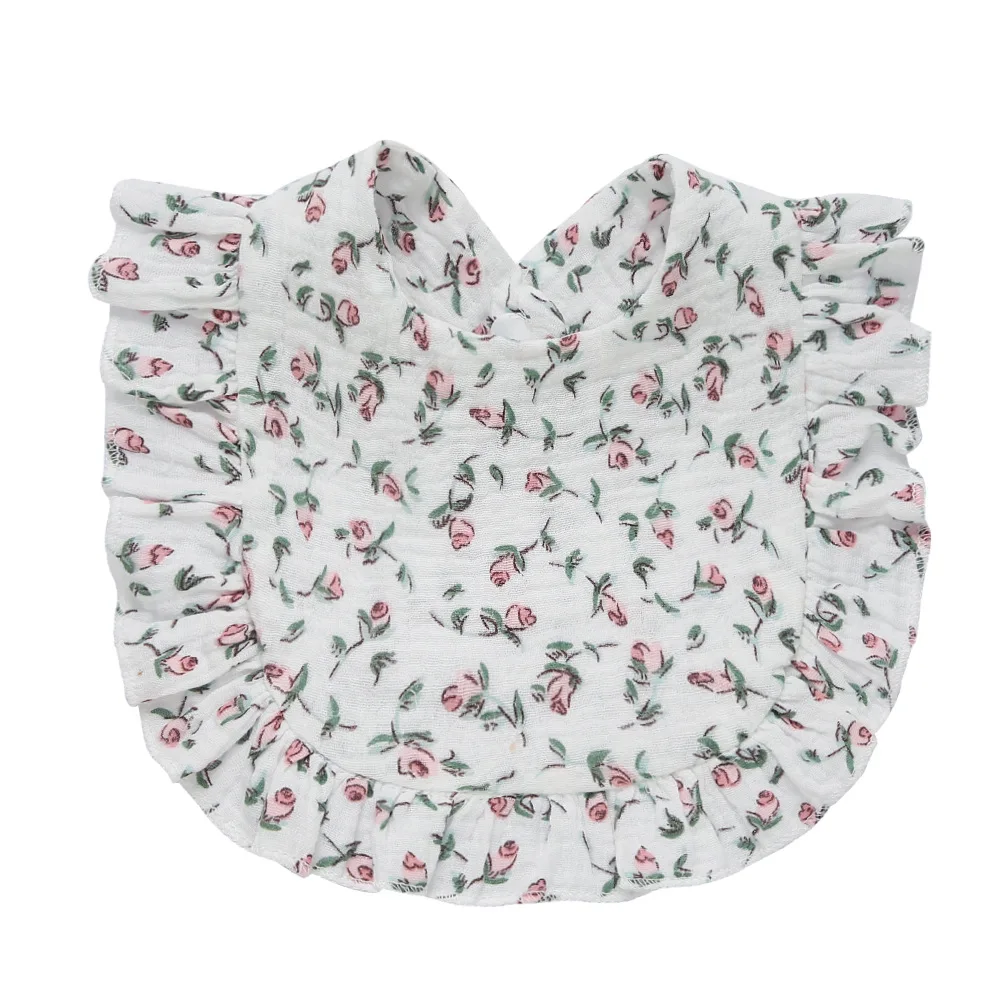 Babero bebe estilo coreano con flores y volantes - pano absorbente