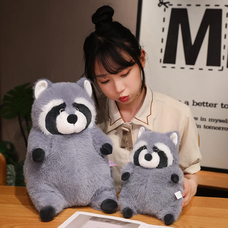 Peluche de mapache gordito gris, súper suave, regalo Navidad - imagen 3