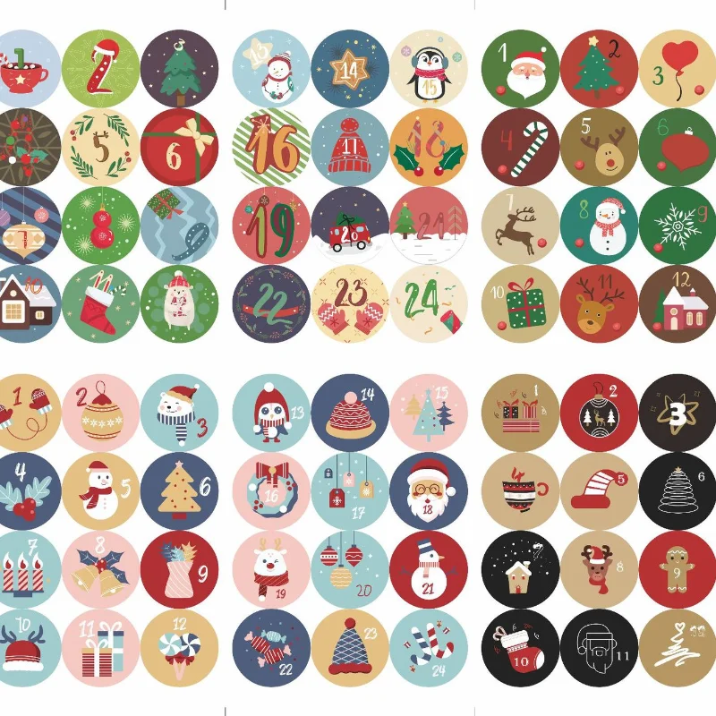 Pegatinas digitales navideñas de sello redondo para manualidades - imagen 4