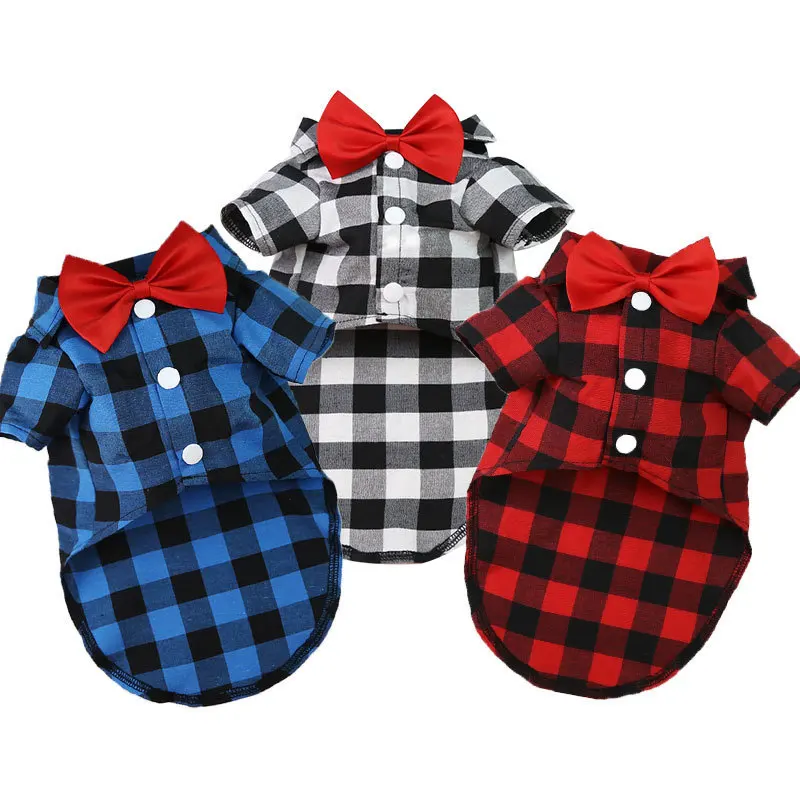 Camisa de cuadros para mascotas, traje nupcial elegante - imagen 5