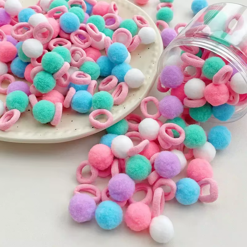 Accesorios para el cabello de bebé con diadema y coleteros de felpa - imagen 3