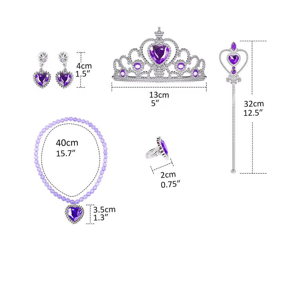Accesorios completos: varita, collar, pendientes y anillos