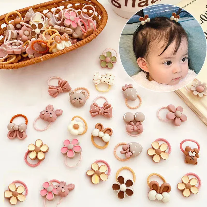 Gomas de pelo elásticas con conejitos y osos para niña