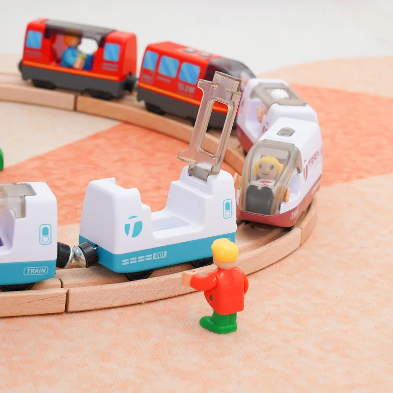 Tren de juguete magnético de madera, locomotora para pistas - imagen 2