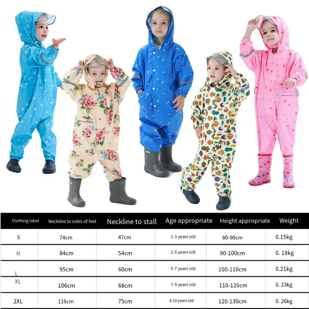 Chubasquero infantil impermeable 3D con tiras reflectantes y capucha - imagen 3