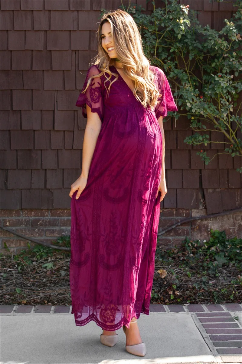 Vestido de maternidad de encaje ligero y holgado cómodo diario - imagen 4