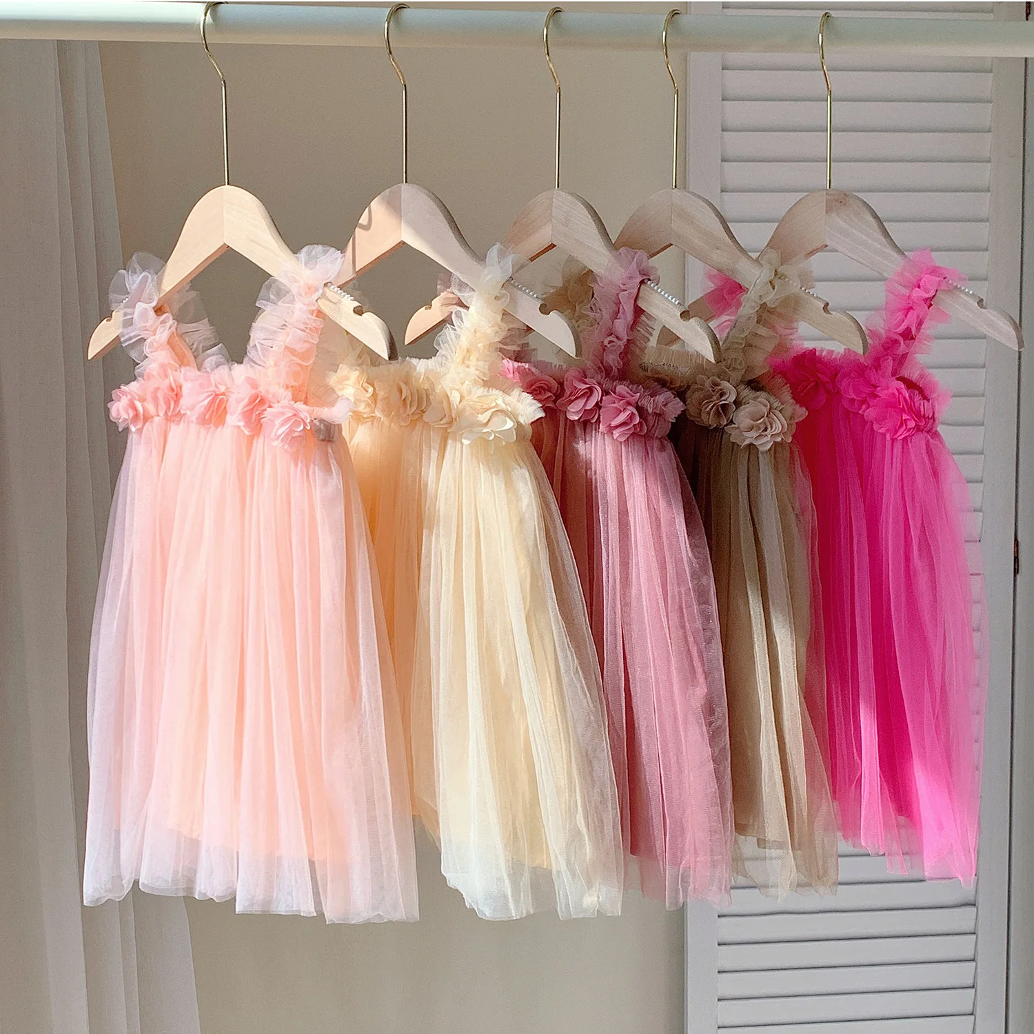 MILANCEL Vestido de malla veraniego para niña - Estilo tutú floral - imagen 4