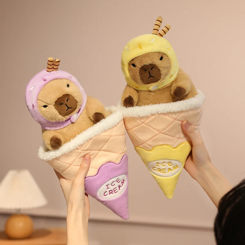 Peluche capibara tierno con forma de helado, almohada suave infantil - imagen 2