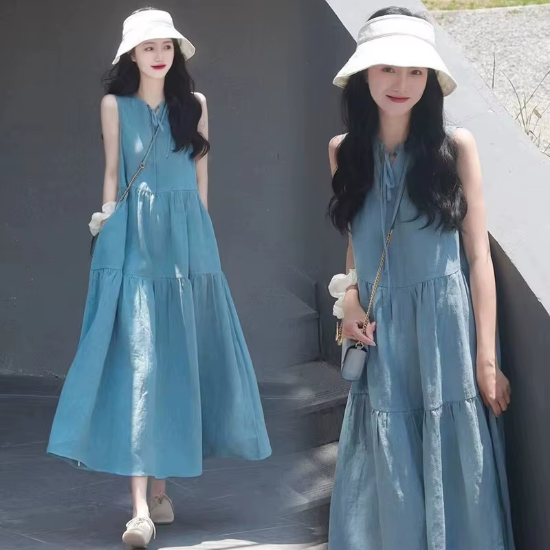 Vestido de maternidad bodycon sin mangas informal para otoño en casa - imagen 5