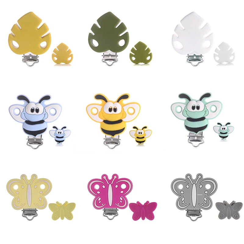 Clips de silicona en forma de mariposa para cadena de chupete