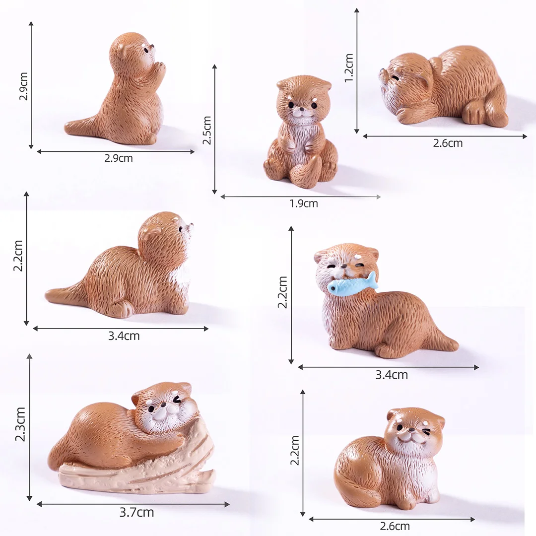 Decoración mini con figuras de nutria para escenas del hogar