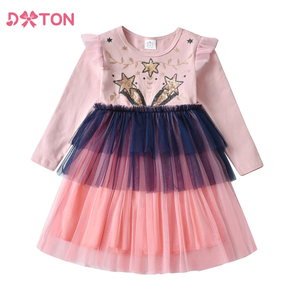 Vestido de princesa DXTON con lentejuelas y capa de tul para niñas - imagen 2