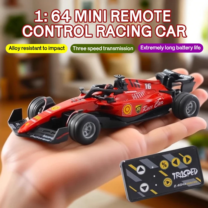 Mini coche RC de carreras de aleación con luz y control remoto