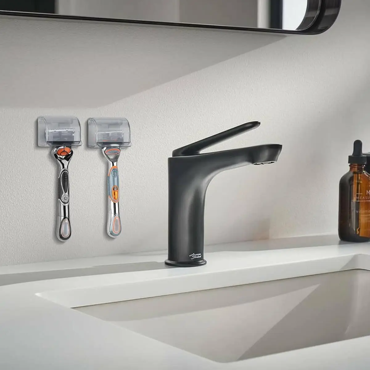 Soporte adhesivo para afeitadora de pared con gancho de ducha