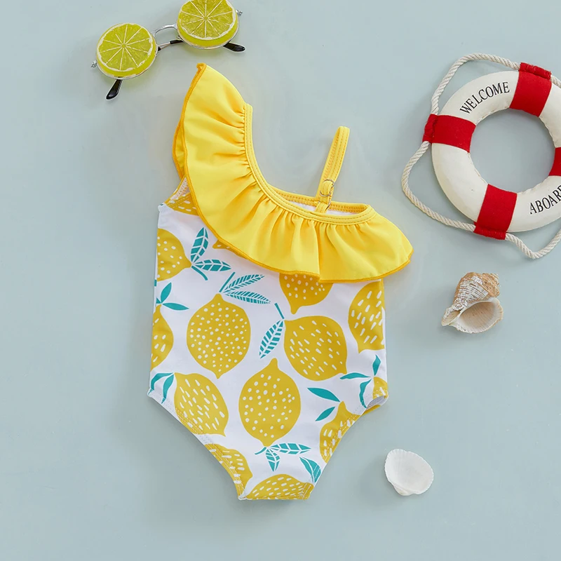 Tregren bañador niña verano hombros descubiertos estampado limones