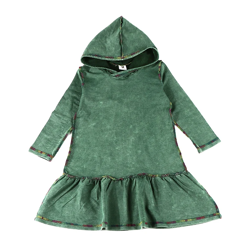 Vestido vaquero con capucha y manga larga para niña de invierno