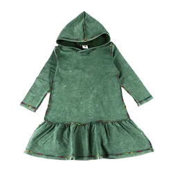 Vestido vaquero con capucha y manga larga para niña de invierno