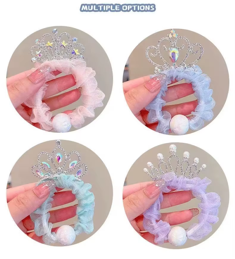 Vista del conjunto de corona, lazo y detalles para el cabello