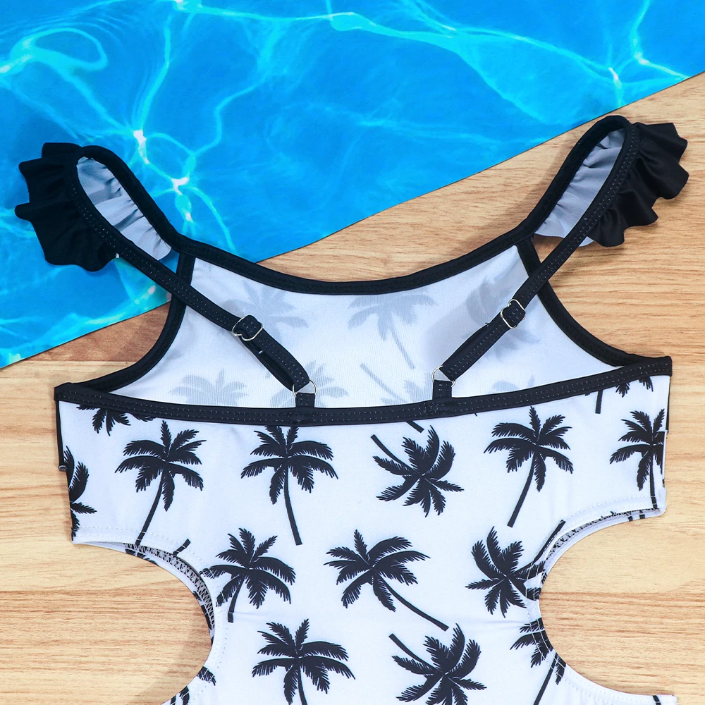Traje de baño para niñas con estampado tropical