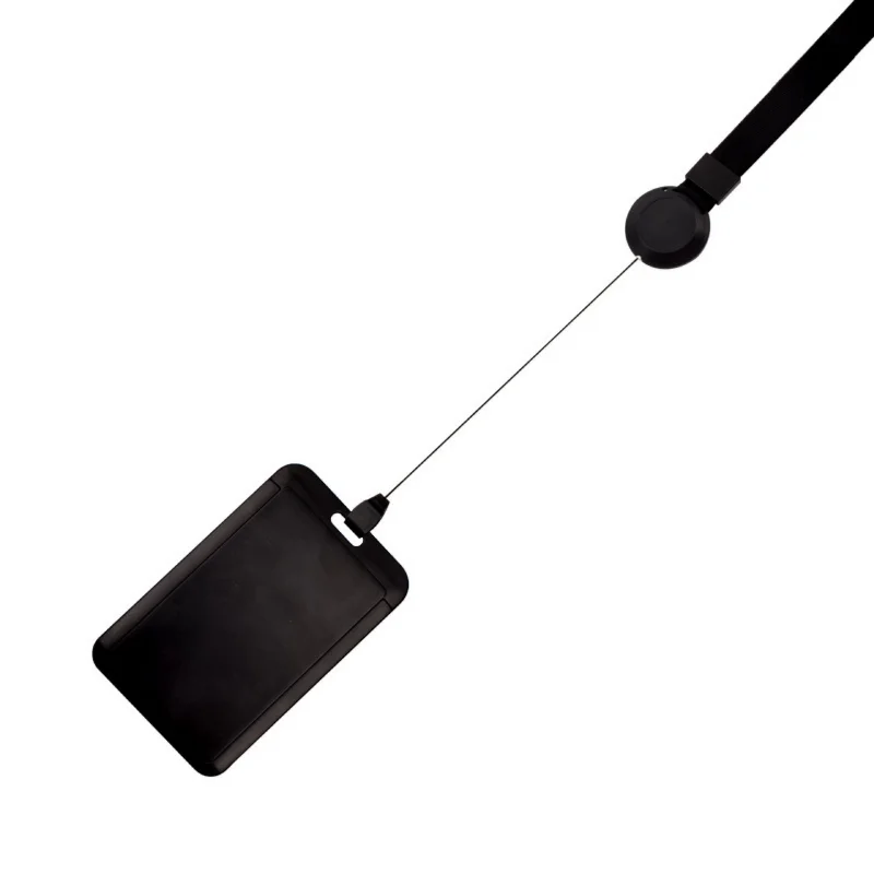 Funda negra con soporte para tarjeta y cordón