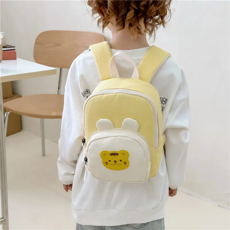 Mochila infantil de lona para bebé con dibujo de oso y conejo bonito - imagen 4