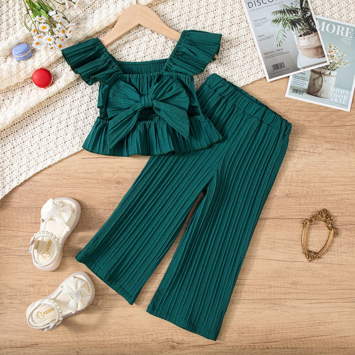 Conjunto de verano niña Somenie: blusa cuello Peter Pan y pantalón - imagen 5