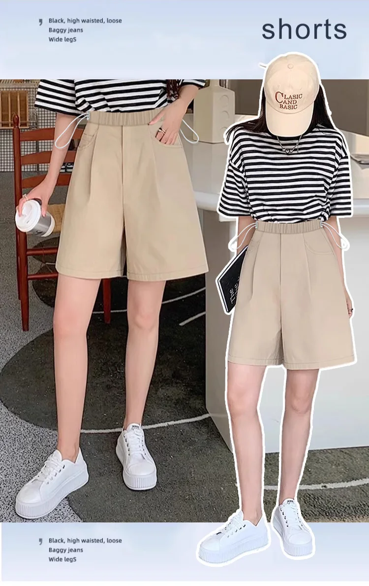 Pantalones cortos de maternidad con cordón