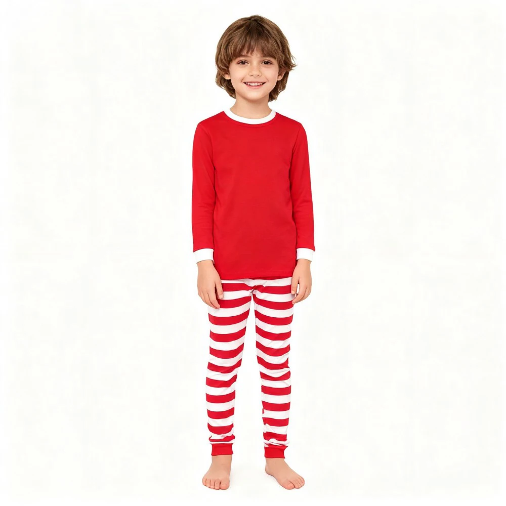 Pijama Navidad rayas top rojo para niños y niñas - imagen 5