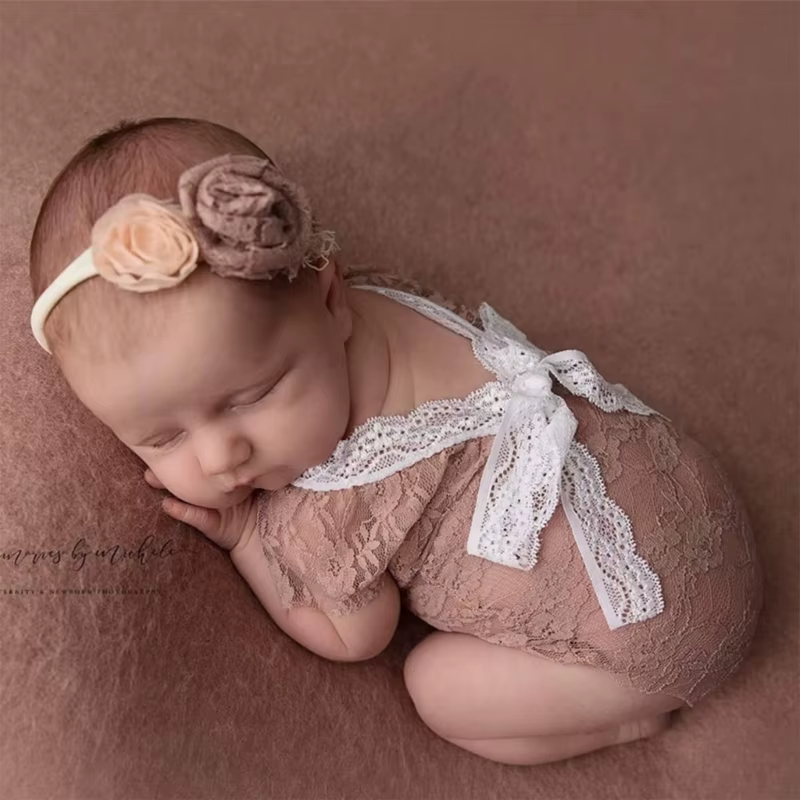 Vestido tul bebé con falda encaje – Fotografía recién nacido - imagen 4
