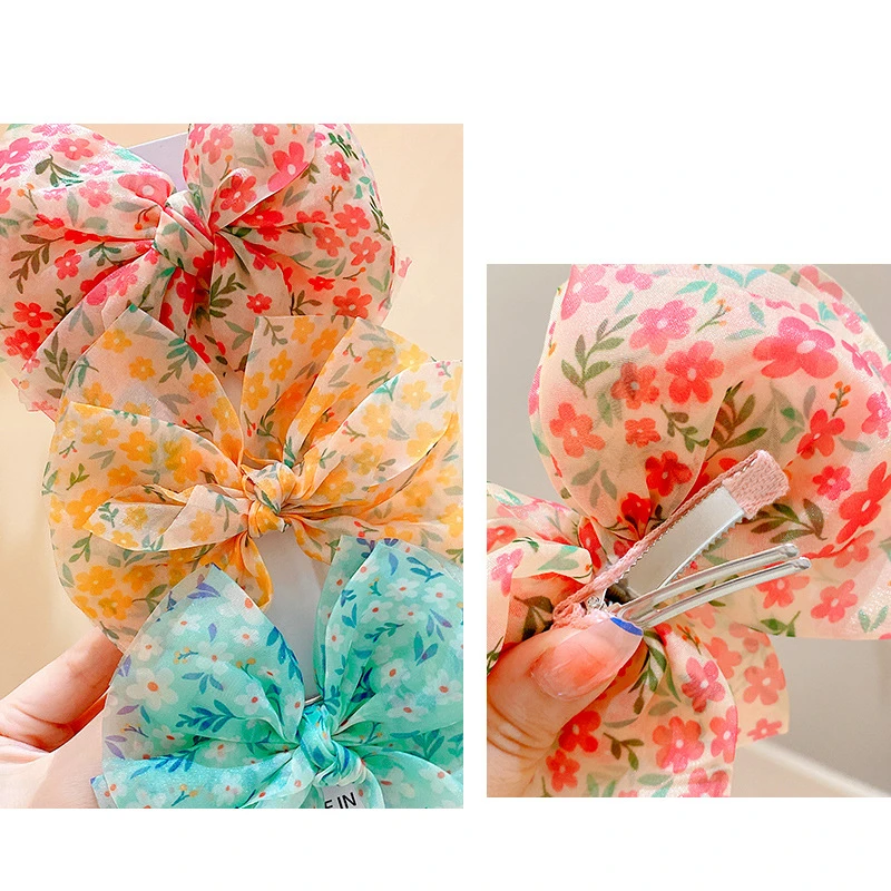 Horquillas para niña con estampado y lazo, accesorios del pelo - imagen 4