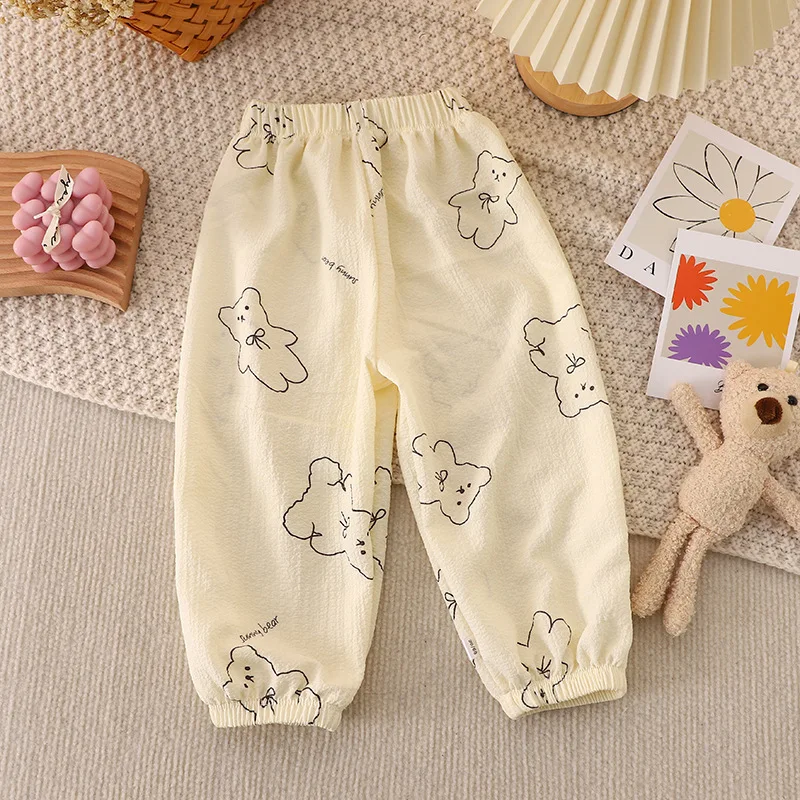 Pantalones antimosquitos de verano transpirables delgados para niños