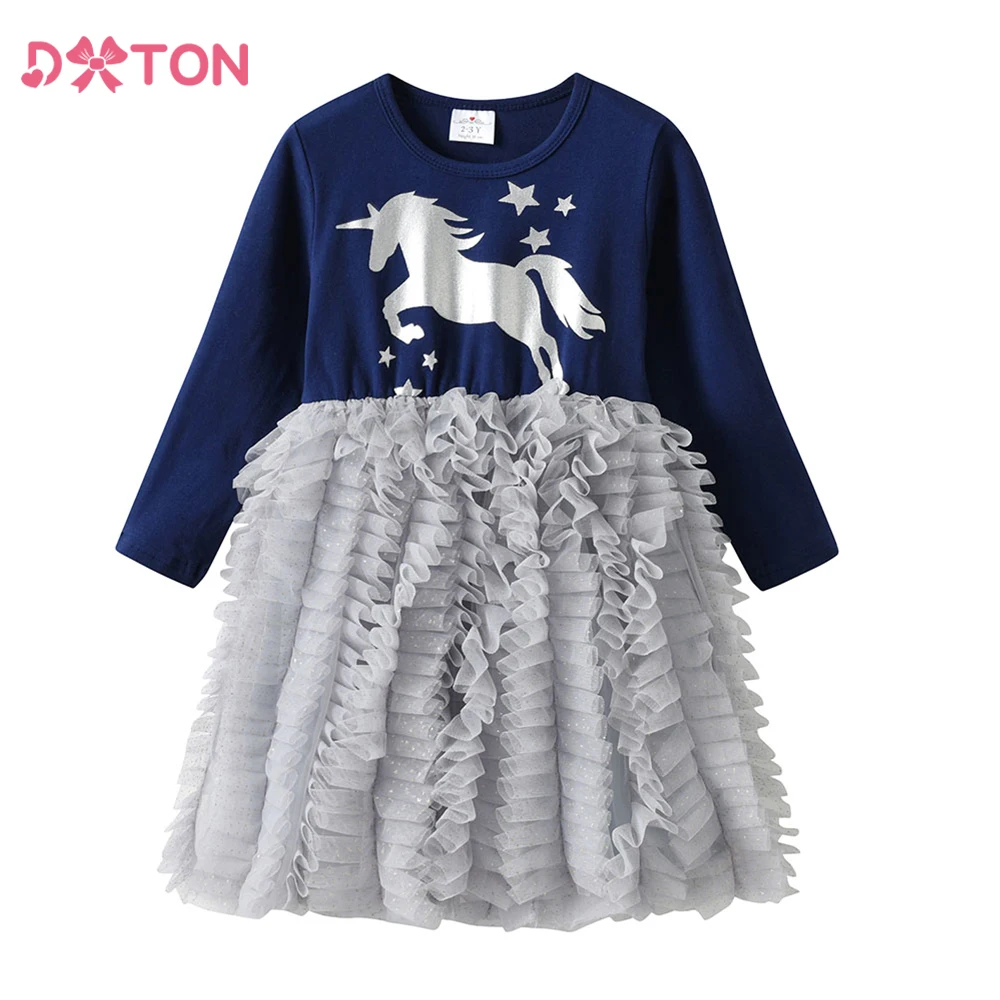 DXTON Vestido tutú de princesa manga larga para niña - imagen 2