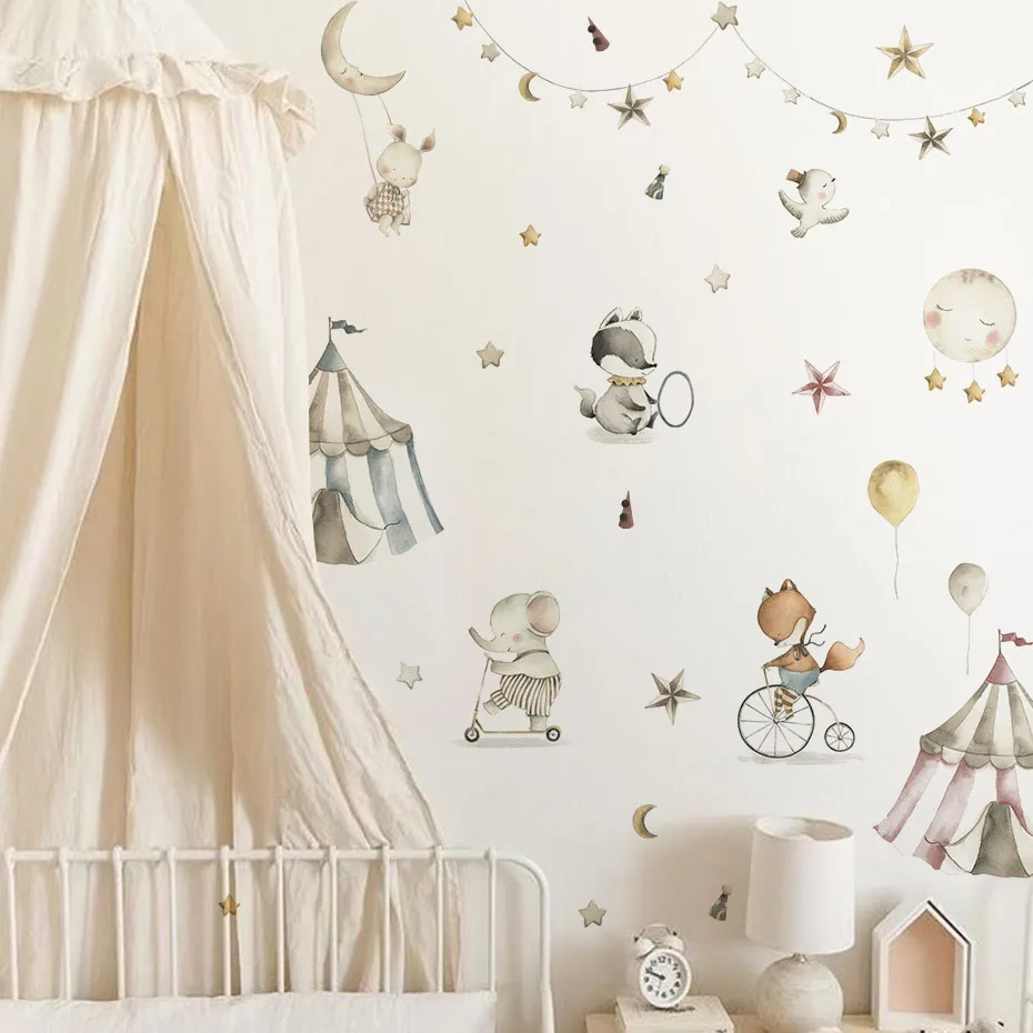 Pegatinas en pared de circo con animales extraíbles para habitación - imagen 4
