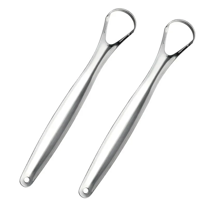 Raspador de lengua de acero inoxidable abierto para limpieza bucal