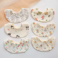 Babero bandana de gasa arrugada con floral para recién nacidos