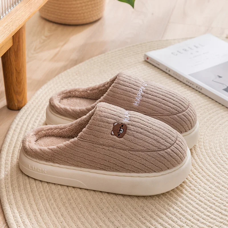 Pantuflas de invierno antideslizantes con suela gruesa para casa - imagen 5
