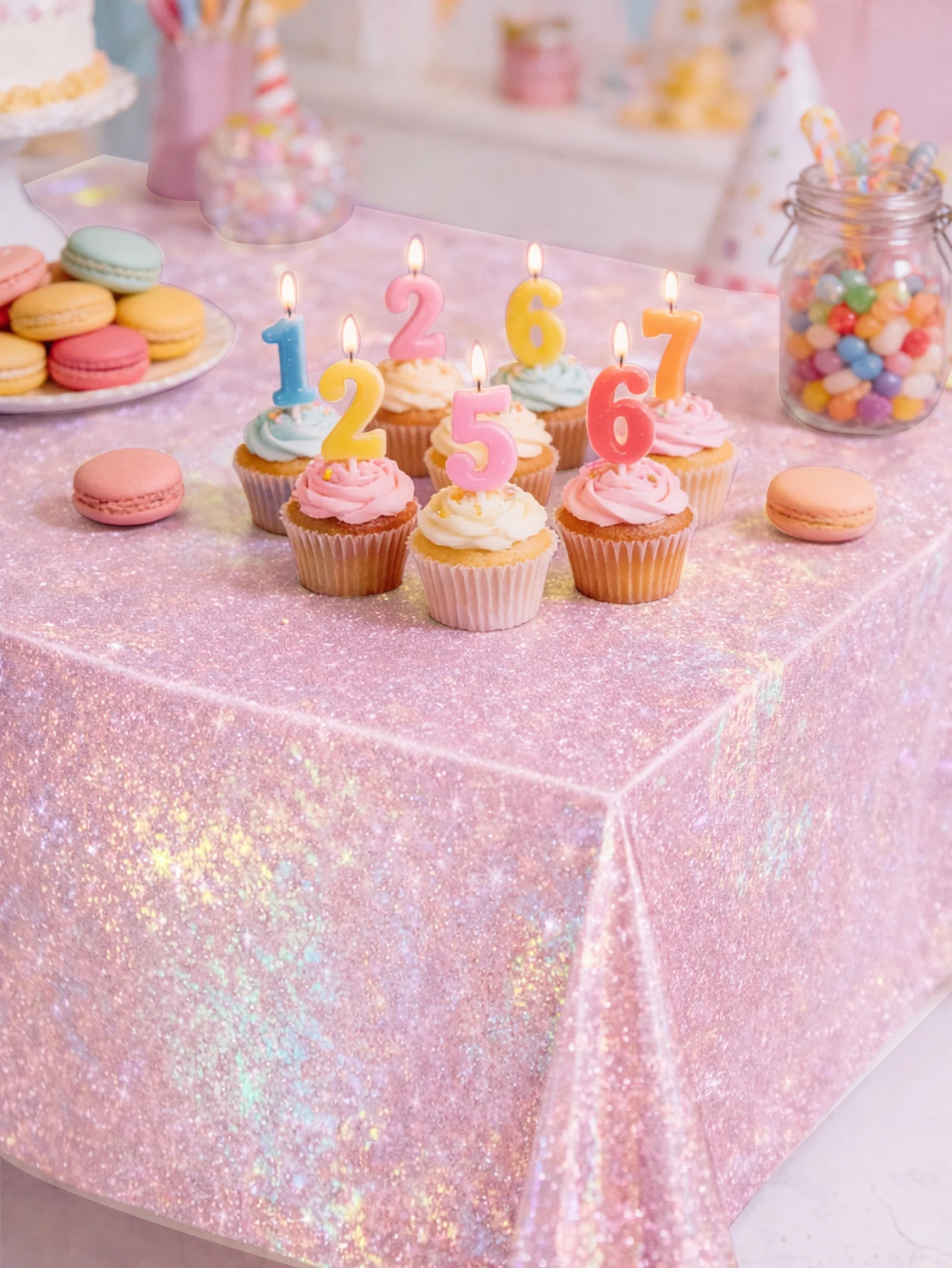 Mantel holográfico en mesa de celebración