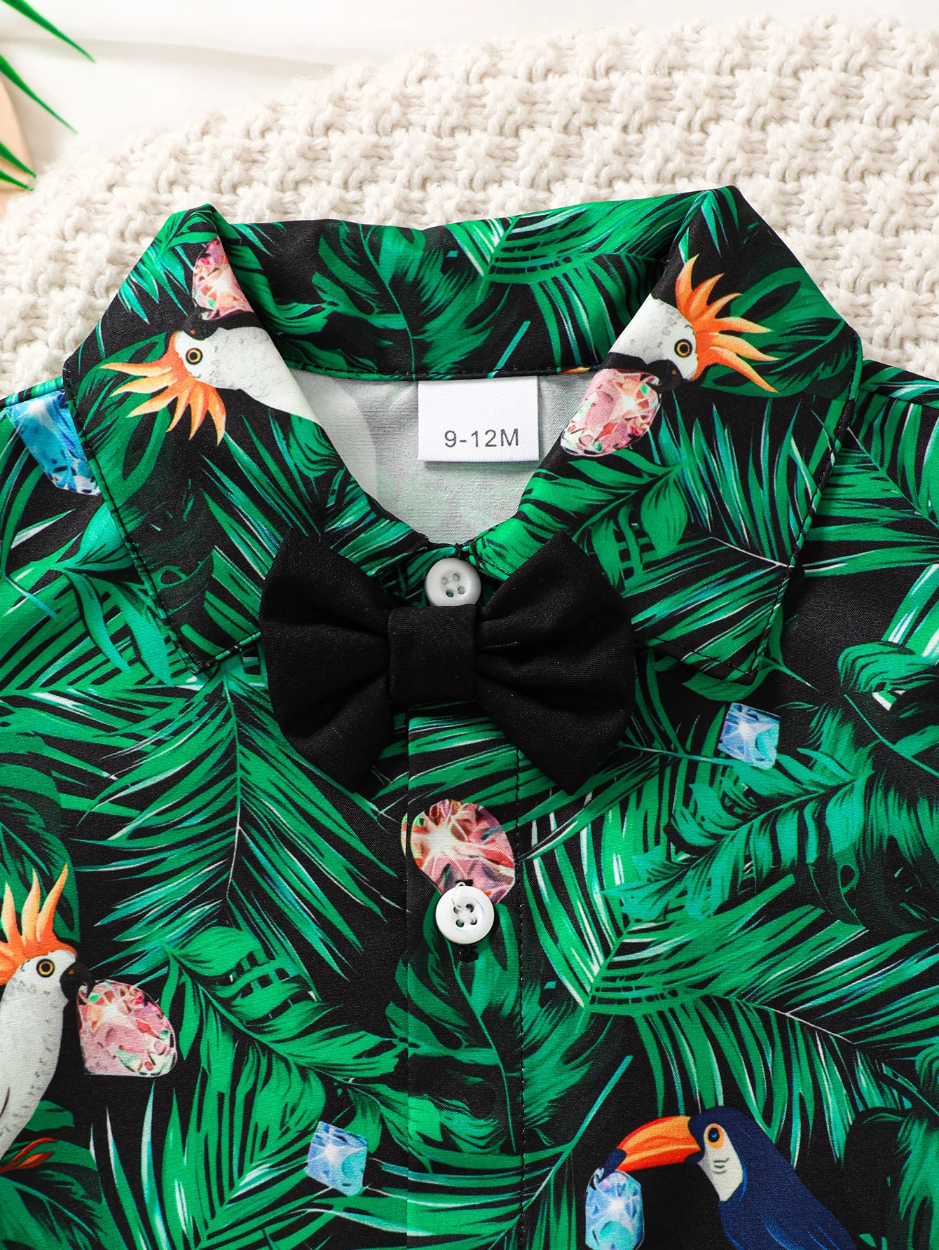 Conjunto de verano tropical para niño: camisa manga corta y bermudas