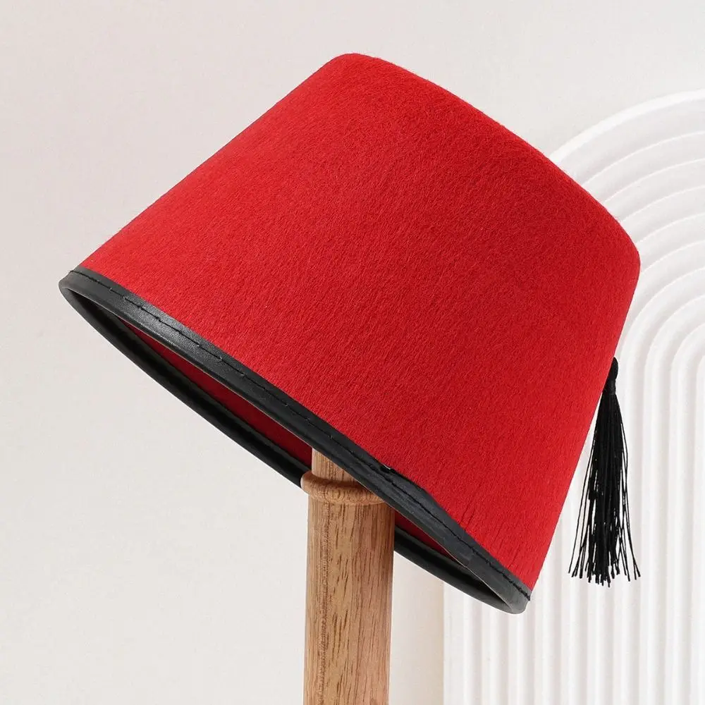 Gorro fez redondo de fieltro transpirable con borlas para disfraz - imagen 3