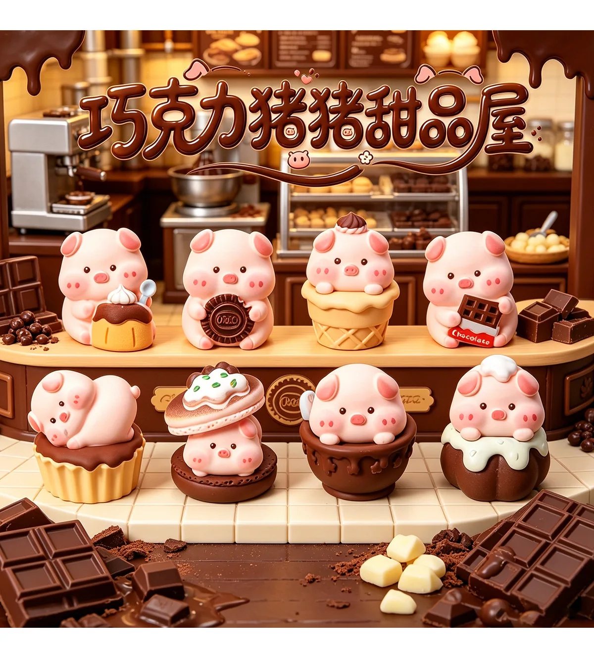 Figuras de cerdo de chocolate en mini formato