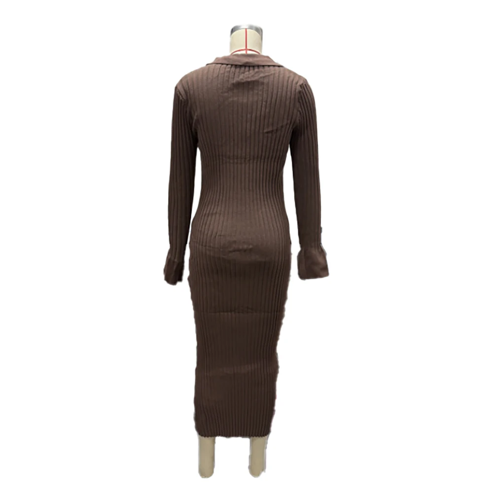 Vestido de embarazo punto acanalado cuello en V manga larga - imagen 3