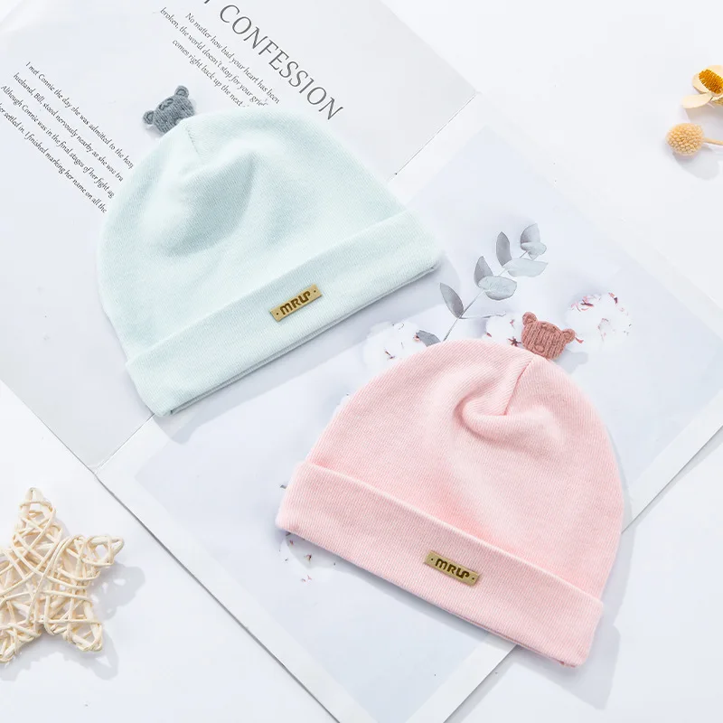 Gorro algodón suave con diseño oso para bebé recién nacido – Primavera/Otoño - imagen 4