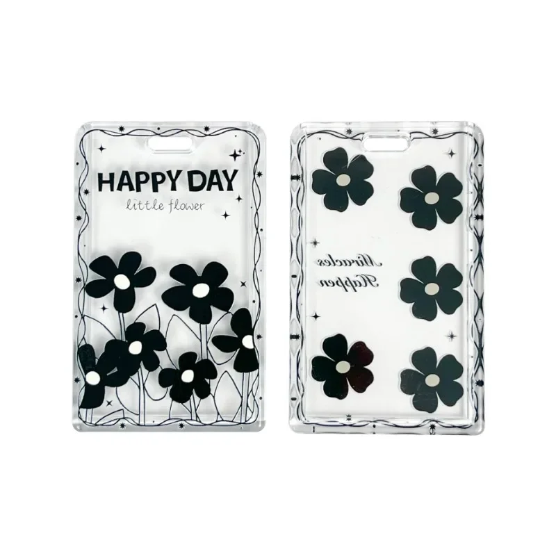 Funda transparente para tarjetas de bebé con diseño floral negro - imagen 5
