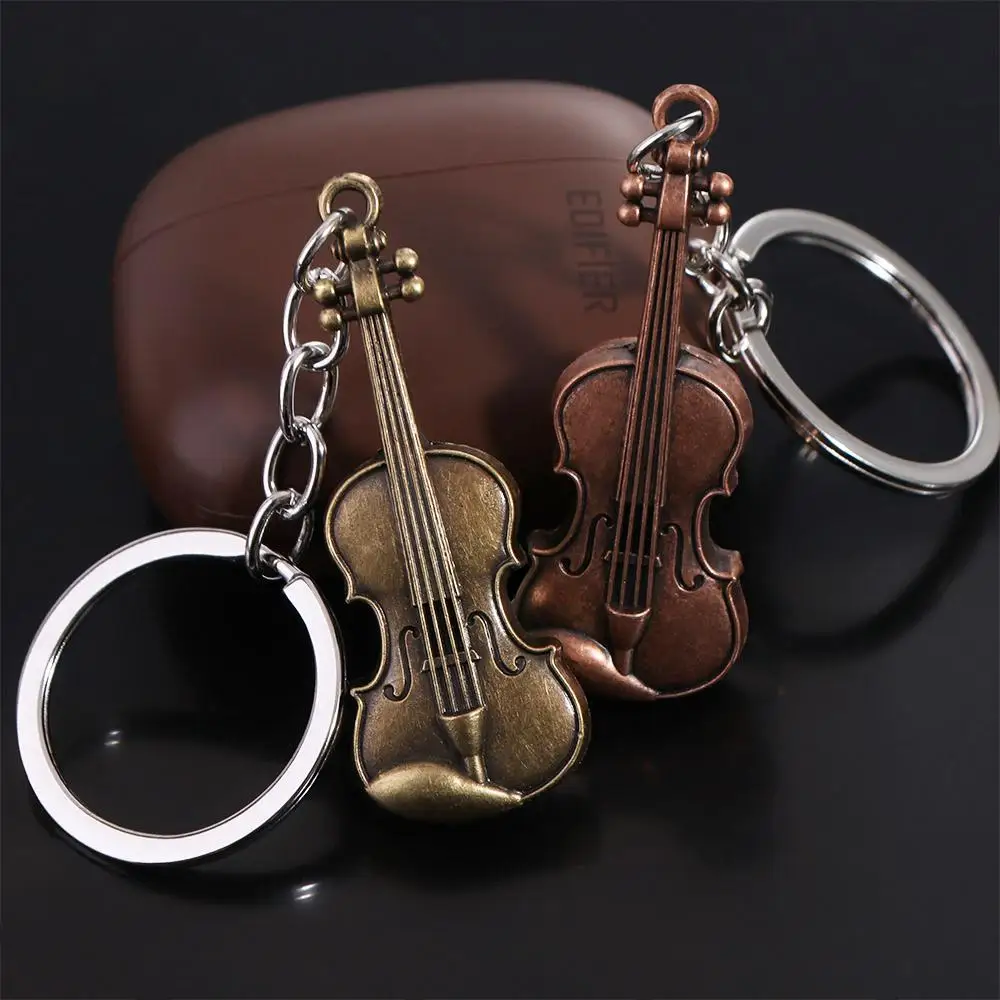 Llavero de violín vintage en cobre y bronce, colgante