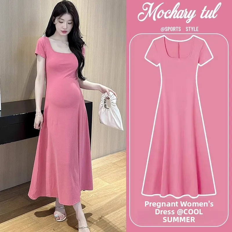 Vestido de premamá de verano manga corta tipo midi holgado ligero