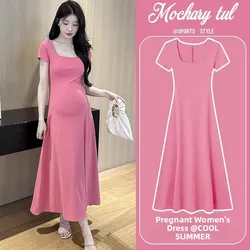Vestido de premamá de verano manga corta tipo midi holgado ligero